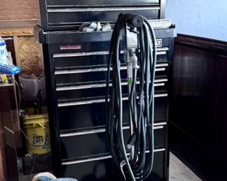 tool chest and floor polisher and pads