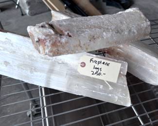 selenite fireplace logs...decoration only!!!! not to be burned:)