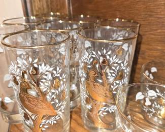 Set of 8 Vintage Glasses with 24kt  gold Enlay