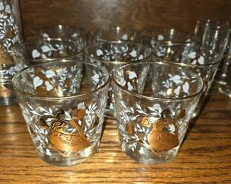 Set of 8 Vintage Glasses with Gold Enlay
