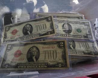 Lots of old dollar bills