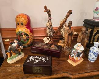 Look at the Large Set of Wooden Dolls - 
Very Cool Home Decor - Lots of Beautiful Jewelry Boxes