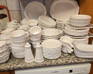 Large Set of White Dishes