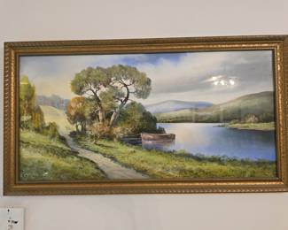 Vintage Lake Painting 