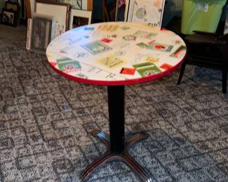 One of two bar tables