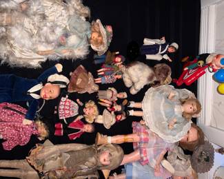 Interesting old doll collection
