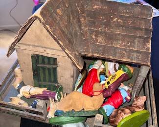 Antique crèche with two sets of figs