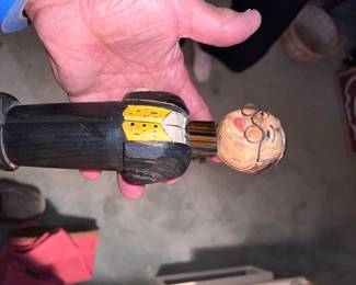 Carved wood brush holder