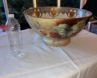Large hand painted punch bowl