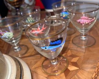 Awesome enameled fish glasses