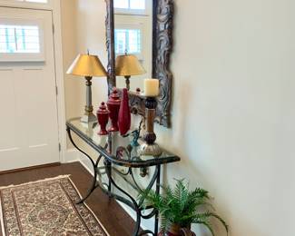 Iron and glass top console