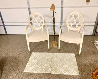 Pair white arm chairs