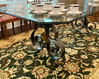 Glass top and Iron base Dining Table