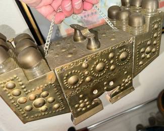 Turkish Brass and Wooden shoeshine kit