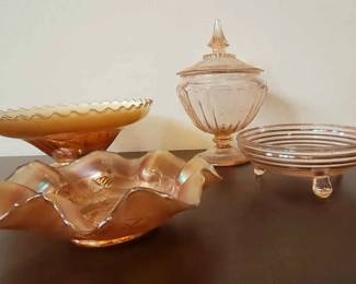 Carnival Pink Depression Glass