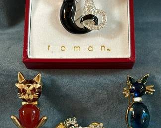 Trifari Roman And Other Cat Themed Brooches
