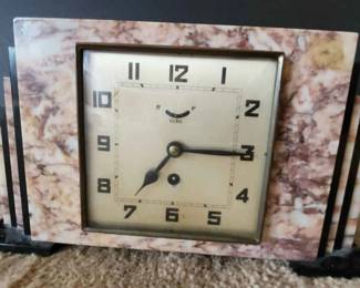 French Art Deco Marble Mantle Clock
