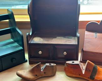 Vtg Recipe Wall Hanging Cupboard Recipe Box Wooden Shoe Molds