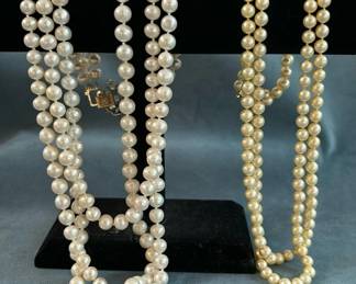 Triple And Double Strand Pearl Necklaces