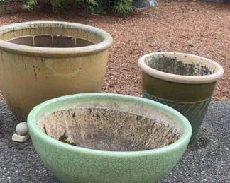 Three Outdoor Ceramic Pots
