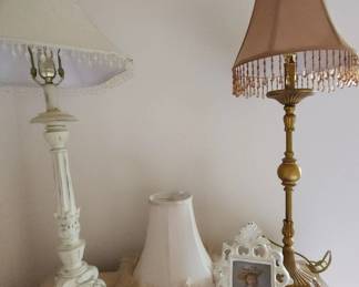 White Metal Gold Accent Table Lamps  More