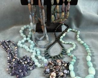Blue Lapis And Other Stone Beaded Necklaces