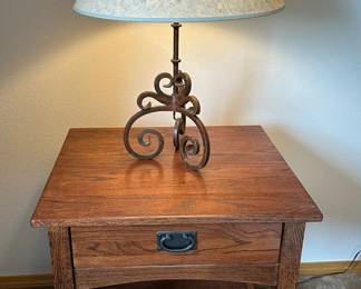 Mission Style Bedside Table Wrought Iron Table Lamp