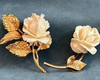 Napier Sterling Rose Catamore Gold Filled Brooch