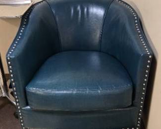 Blue Tufted Leather Chair