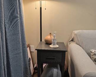 Gray Side Table and Floor Lamp