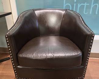Faux Leather Accent Chair W/ Brad Nails