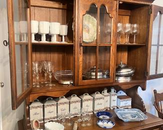 Two piece Hutch. Canister set.