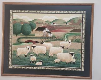 Sheep Painting on Silk.