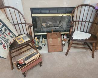 Windsor Armchairs. Coal Hod. Quilt.