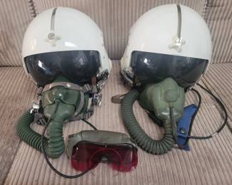 US Navy Helmets with Oxygen Masks. Named Officer.