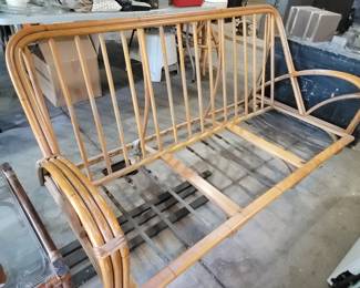 VINTAGE HEYWOOD WAKEFIELD 3 STRAND SOFA & 2 CHAIRS