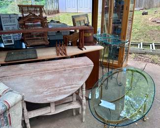 Gate Leg Table - Glass and Brass Coffee Table - Curio/Display Case - Vintage Ironing Board and more!