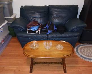 Leather Loveseat and Vintage Coffee Table!