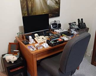 Antique Oak Desk (Gunn Brand), Eden Pure Heater and More Office Goodies!