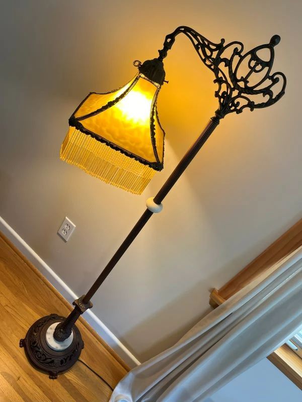 198 Vintage Slag Glass Floor Lampmin