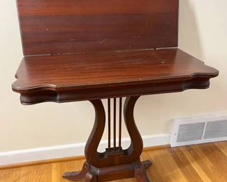 198 Vintage Lyre Base Flip Top Game Table min