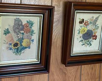 Several Framed Floral Themed Prints