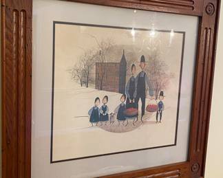 P. Buckley Moss Signed and Numbered Print in Old Oak Frame