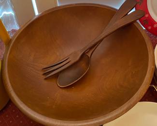 Vintage Wooden Salad Bowl Set