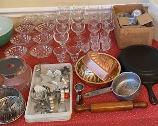 Cookie Cutters, Stemware, Cast Iron