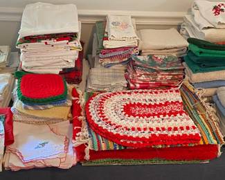 Assorted Linens and Table Items