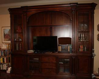 wall unit/media center; breaks into six pieces for hauling. Fine Furniture.