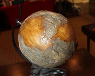 carved wood globe