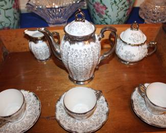 silver rim tea set