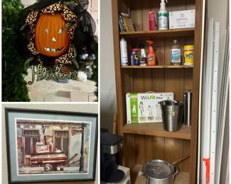 Halloween Wreath / Framed Art / Wood Bookcase  & More